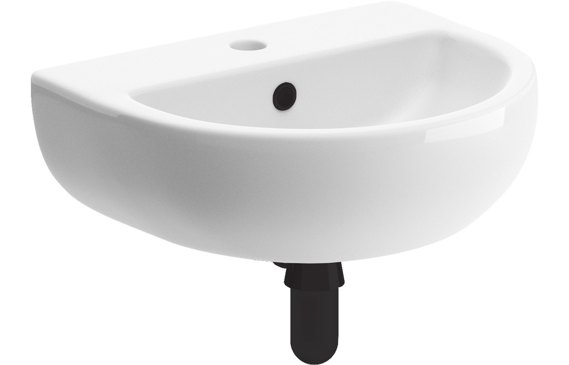 Tuscany 450x400mm 1TH Cloakroom Basin & Black Bottle Trap