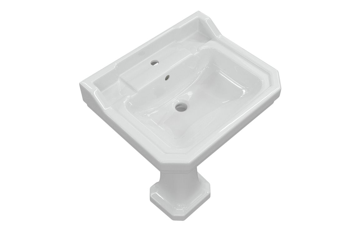 Sherbourne 600x500mm 1TH Basin & Full Pedestal