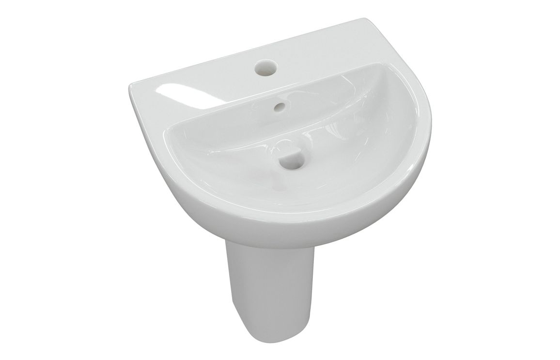 Tuscany 550x400mm 1TH Basin & Full Pedestal