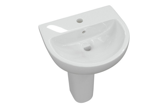 Tuscany 550x400mm 1TH Basin & Full Pedestal