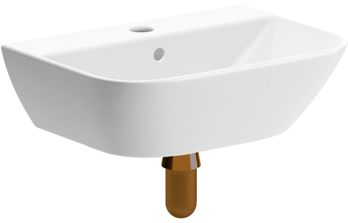 Cedarwood 450x320mm 1TH Cloakroom Basin & Brushed Bronze Bottle Trap