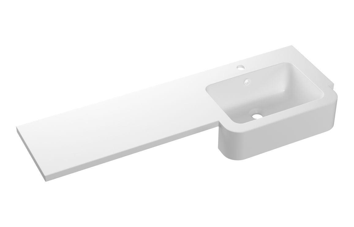 1242mm Standard Square One-Piece Basin & Overflow Ring - Left Hand