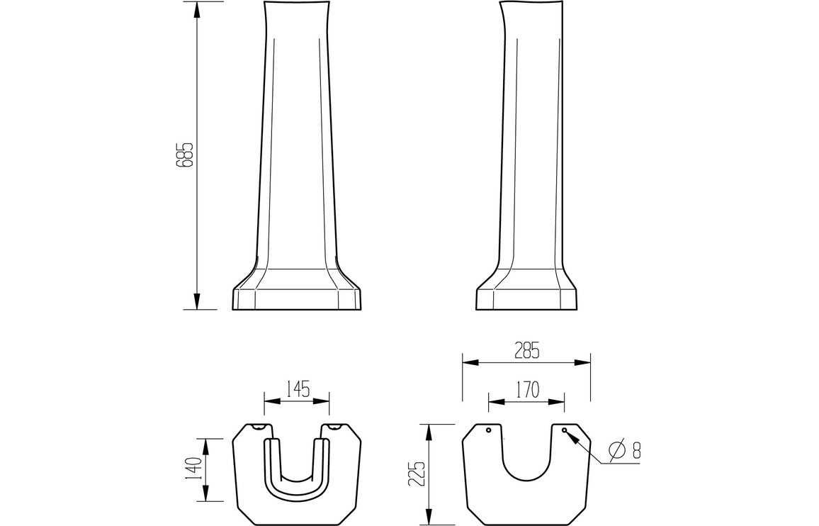 Sherbourne 600x500mm 2TH Basin & Full Pedestal