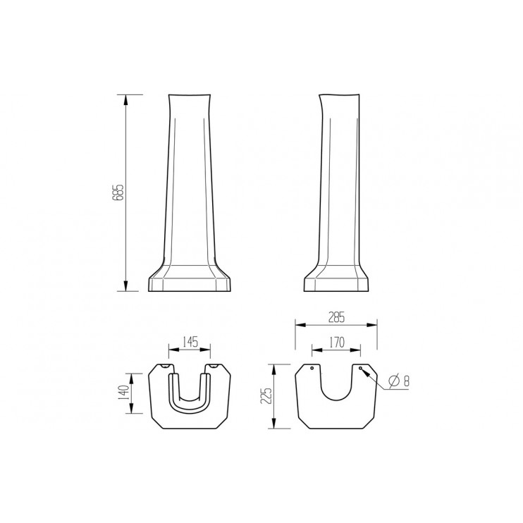 Sherbourne 600x500mm 2TH Basin & Full Pedestal