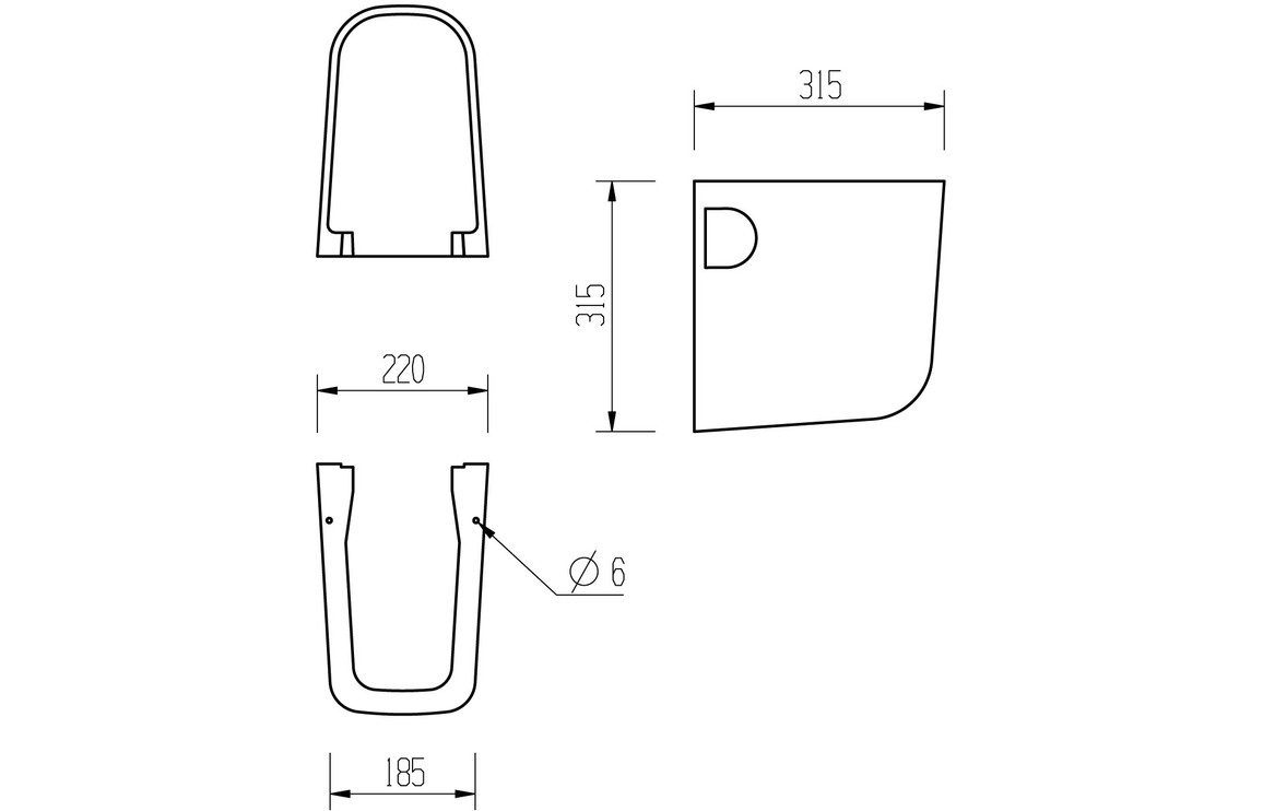 Tilia 600x400mm 1TH Basin & Semi Pedestal