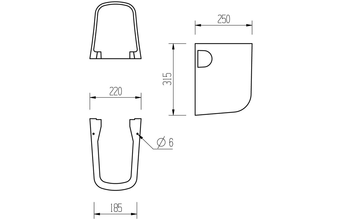 Cilantro 555x430mm 1TH Basin & Semi Pedestal
