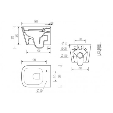 Tilia Rimless Wall Hung WC & Soft Close Seat