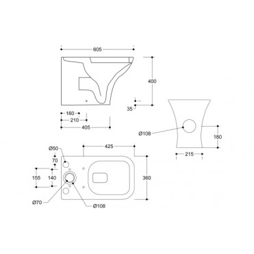 Cedarwood Short Projection Close Coupled Fully Shrouded WC & Wrapover Soft Close Seat