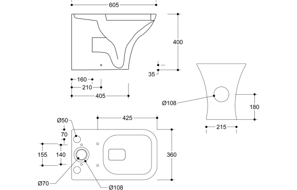 Cedarwood Short Projection Close Coupled Fully Shrouded WC & Wrapover Soft Close Seat