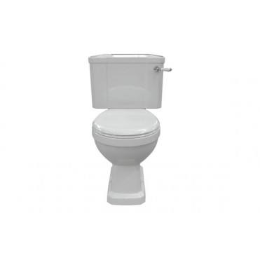 Sherbourne Close Coupled WC & Satin White Wood Effect Seat Sherbourne Close Coupled WC & Satin White Wood Effect Seat