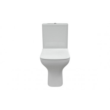 Cedarwood Short Projection Close Coupled Fully Shrouded WC & Slim Soft Close Seat