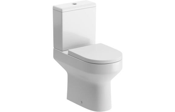 Laurus Rimless Close Coupled Open Back Comfort Height WC & Soft Close Seat