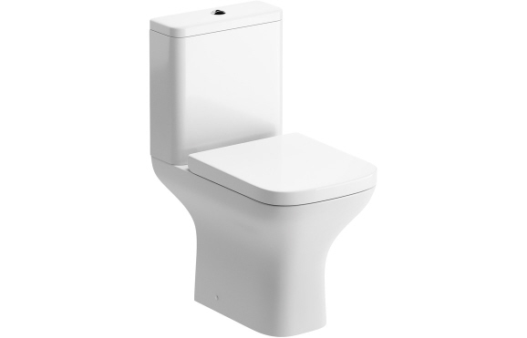 Cedarwood Rimless Short Projection Close Coupled Open Back WC & Wrapover Soft Close Seat