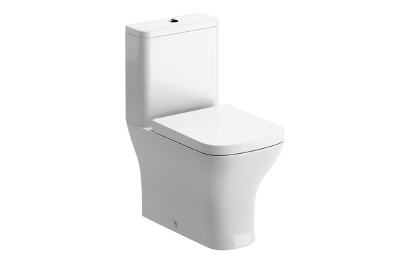 Cedarwood Short Projection Close Coupled Fully Shrouded WC & Wrapover Soft Close Seat