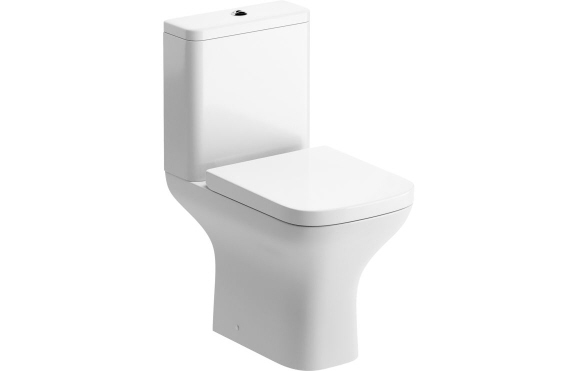 Cedarwood Rimless Comfort Height Close Coupled Open Back WC & Wrapover Soft Close Seat