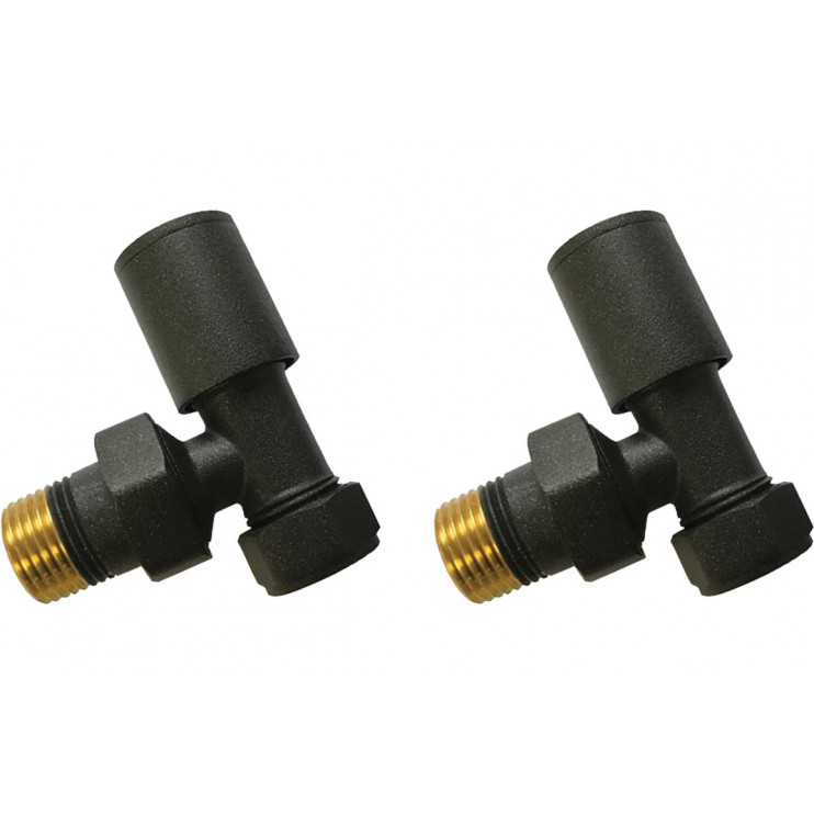 Patterned Anthracite Radiator Valves - Angled