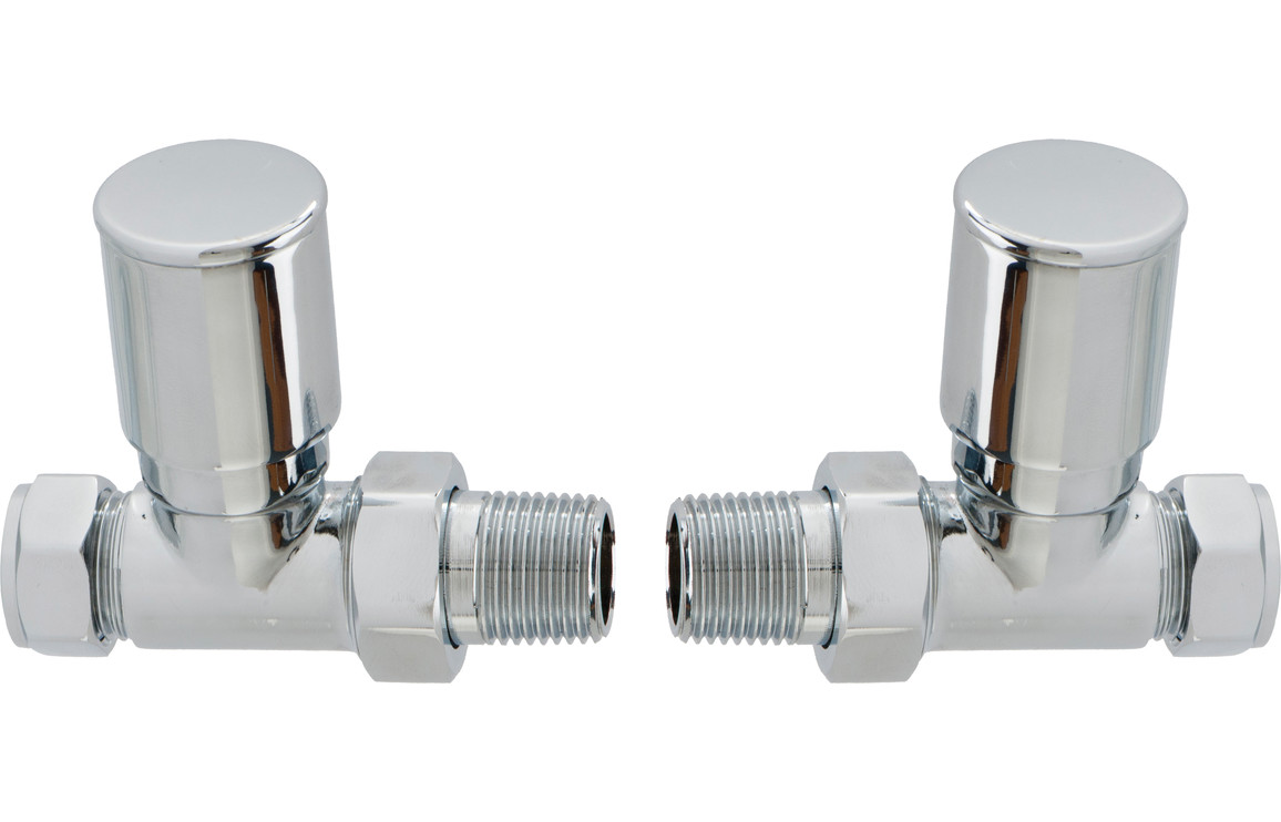 Patterned Chrome Radiator Valves - Straight