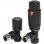 Round Thermostatic Matt Black Radiator Valves - Angled