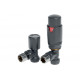 Round Thermostatic Anthracite Radiator Valves - Angled