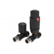 Round Thermostatic Matt Black Radiator Valves - Straight