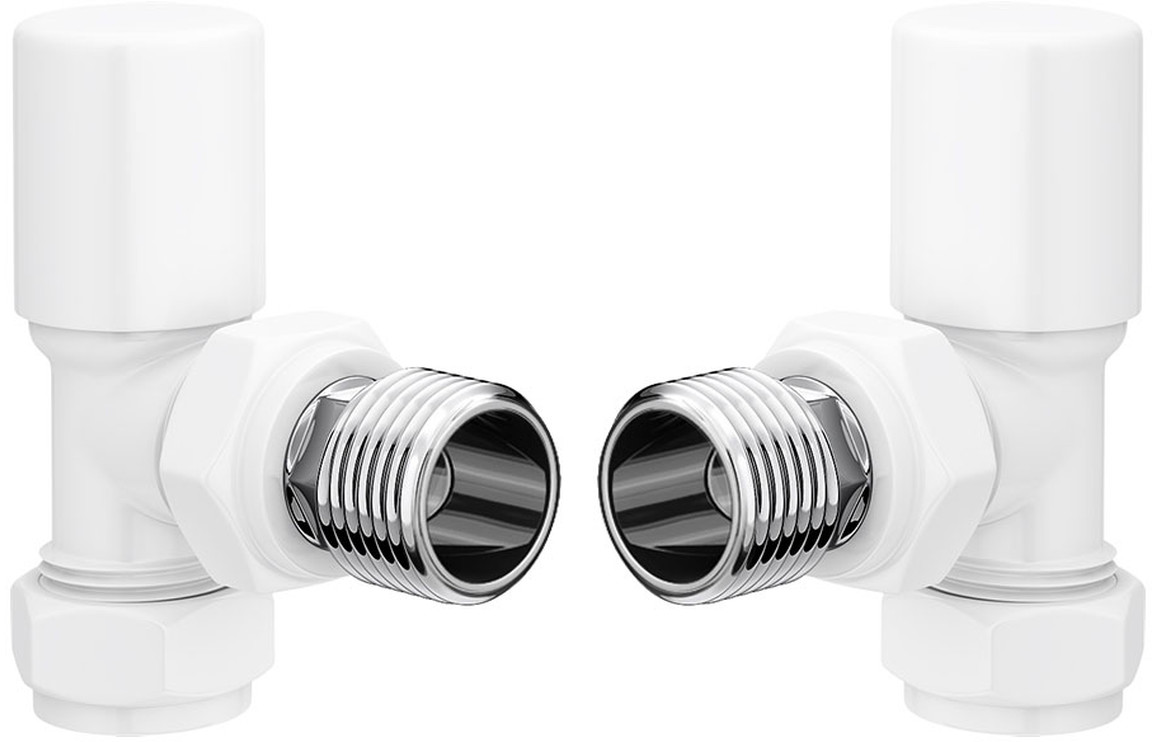 Patterned White Radiator Valves - Angled