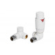 Round Thermostatic White Radiator Valves - Corner