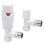 Round Thermostatic White Radiator Valves - Angled