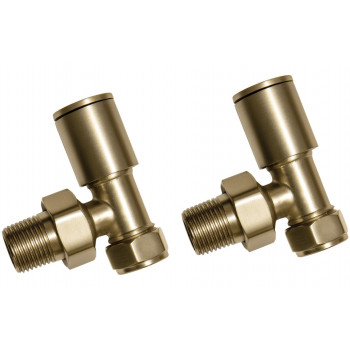 Patterned Brushed Brass Radiator Valves - Angled Patterned Brushed Brass Radiator Valves - Angled