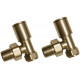 Patterned Brushed Brass Radiator Valves - Angled