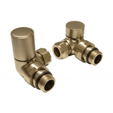 Patterned Brushed Brass Radiator Valves - Corner