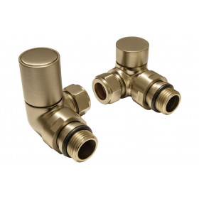 Patterned Brushed Brass Radiator Valves - Corner