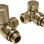 Patterned Brushed Brass Radiator Valves - Corner