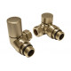 Patterned Brushed Brass Radiator Valves - Corner