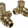 Patterned Brushed Brass Radiator Valves - Corner