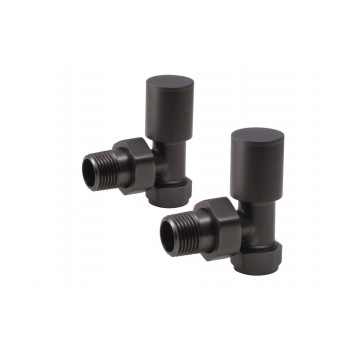 Patterned Matt Black Radiator Valves - Angled Patterned Matt Black Radiator Valves - Angled