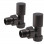 Patterned Matt Black Radiator Valves - Angled