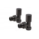Patterned Matt Black Radiator Valves - Angled