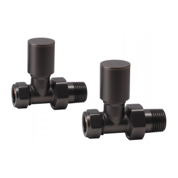 Patterned Matt Black Radiator Valves - Straight Patterned Matt Black Radiator Valves - Straight
