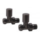Patterned Matt Black Radiator Valves - Straight