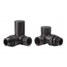 Patterned Matt Black Radiator Valves - Corner