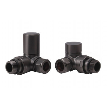 Patterned Matt Black Radiator Valves - Corner Patterned Matt Black Radiator Valves - Corner