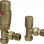 Round Thermostatic Brushed Brass Radiator Valves - Angled