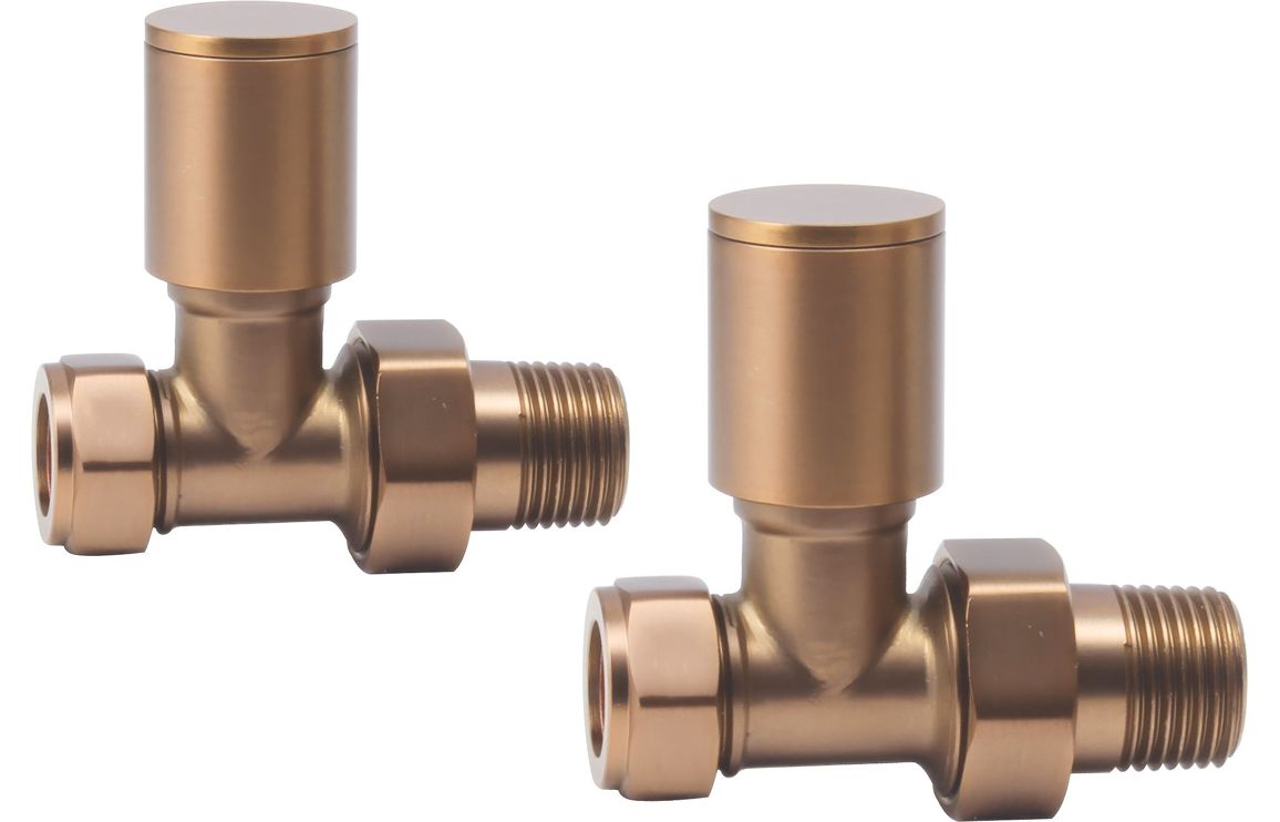 Patterned Brushed Bronze Radiator Valves - Straight