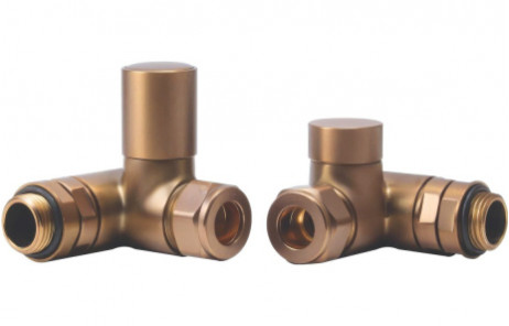 Patterned Brushed Bronze Radiator Valves - Corner