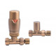 Round Thermostatic Brushed Bronze Radiator Valves - Straight