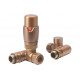 Round Thermostatic Brushed Bronze Radiator Valves - Corner