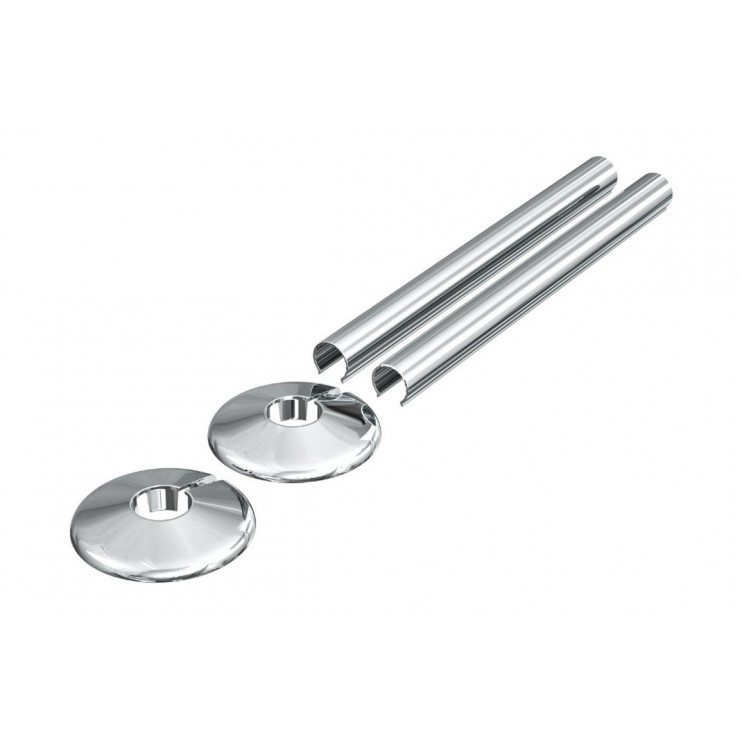 180x18mm Radiator Pipe Sleeves - Chrome
