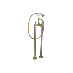 Tadlow Floor Standing Bath/Shower Mixer & Shower Kit - Brushed Brass