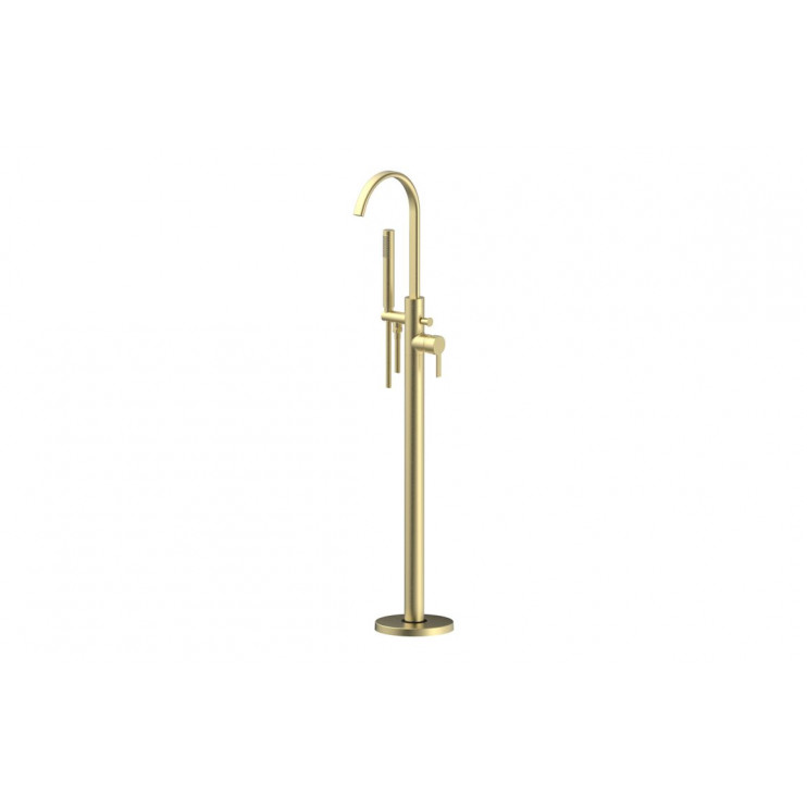 Evola Floor Standing Bath/Shower Mixer - Brushed Brass Bathroom Taps