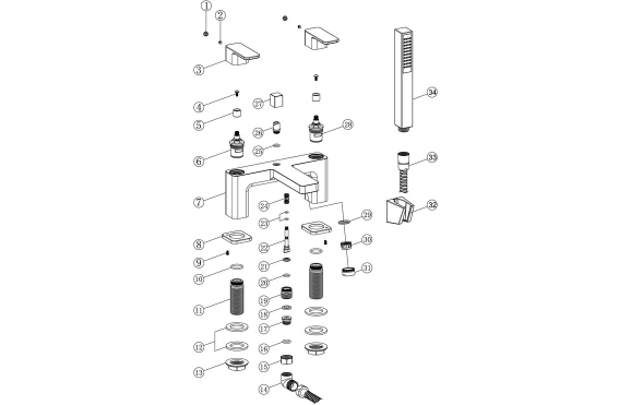 Adria Bath/Shower Mixer & Bracket - Chrome